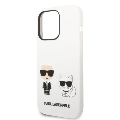 Karl Lagerfeld and Choupette Liquid Silicone Apple iPhone 14 Pro (6.1) hátlapvédő tok fehér (KLH