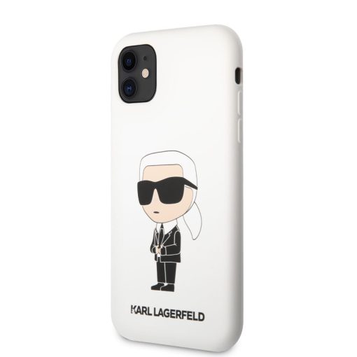 Karl Lagerfeld Liquid Silicone Ikonik NFT Apple iPhone 11 (6.1) hátlapvédő tok fehér (KLHCN61SNI