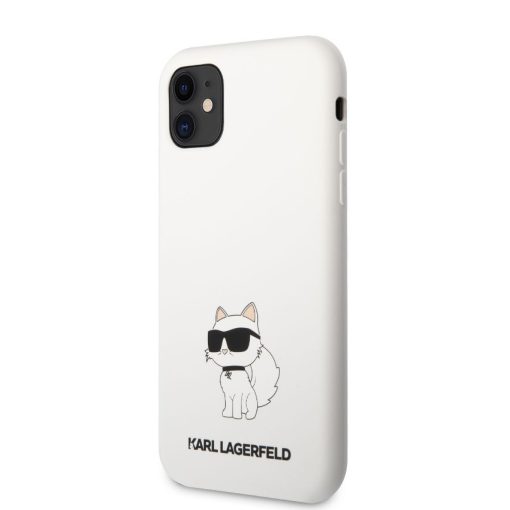 Karl Lagerfeld Liquid Silicone Choupette NFT Apple iPhone 11 (6.1) hátlapvédő tok fehér (KLHCN61