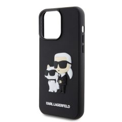   Karl Lagerfeld 3D Rubber Karl and Choupette Apple iPhone 13 Pro Max (6.7) hátlapvédő tok fekete (