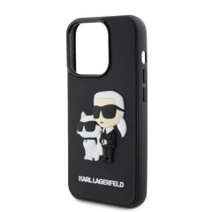   Karl Lagerfeld 3D Rubber Karl and Choupette Apple iPhone 14 Pro (6.1) hátlapvédő tok fekete (KLHC