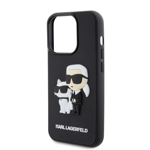 Karl Lagerfeld 3D Rubber Karl and Choupette Apple iPhone 14 Pro (6.1) hátlapvédő tok fekete (KLHC