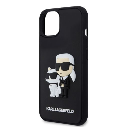 Karl Lagerfeld 3D Rubber Karl and Choupette Apple iPhone 15 Plus (6.7) hátlapvédő tok fekete (KLH