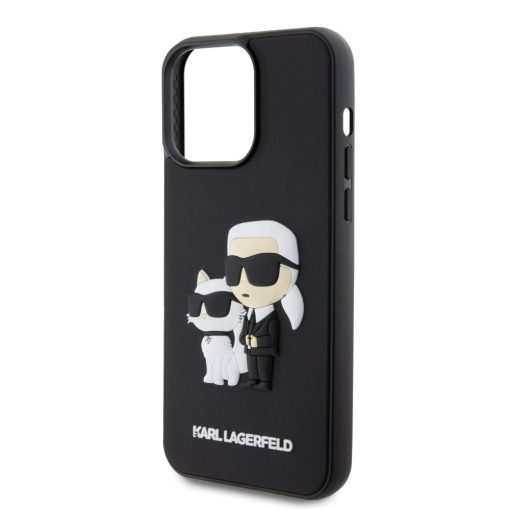 Karl Lagerfeld 3D Rubber Karl and Choupette Apple iPhone 15 Pro Max (6.7) hátlapvédő tok fekete (