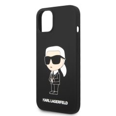   Karl Lagerfeld Liquid Silicone Ikonik NFT Apple iPhone 15 (6.1) hátlapvédő tok fekete (KLHCP15SSN