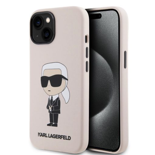 Karl Lagerfeld Liquid Silicone Ikonik NFT Apple iPhone 15 (6.1) hátlapvédő tok pink (KLHCP15SSNIK