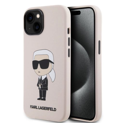 Karl Lagerfeld Liquid Silicone Ikonik NFT Apple iPhone 15 Pro (6.1) hátlapvédő tok pink (KLHCP15L