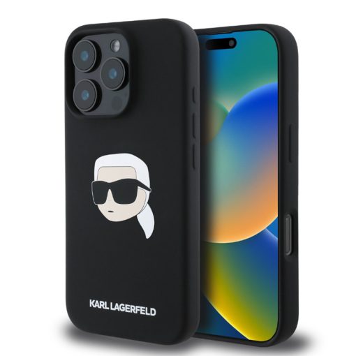 Karl Lagerfeld Liquid Silicone Karl Head MagSafe Apple iPhone 16 Pro Max (6.9) hátlapvédő tok fek