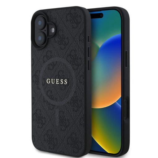 Guess PU Leather MagSafe Glitter Apple iPhone 16 (6.1) hátlapvédő tok fekete (GUHMP16SG4GFRK)