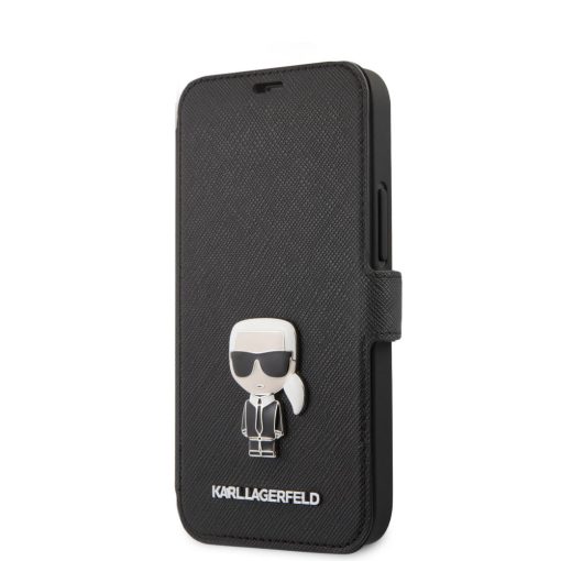 Karl Lagerfeld Apple iPhone 12 Mini 2020 (5.4) Saffiano Iconic oldalra nyíló könyv tok fekete (KL