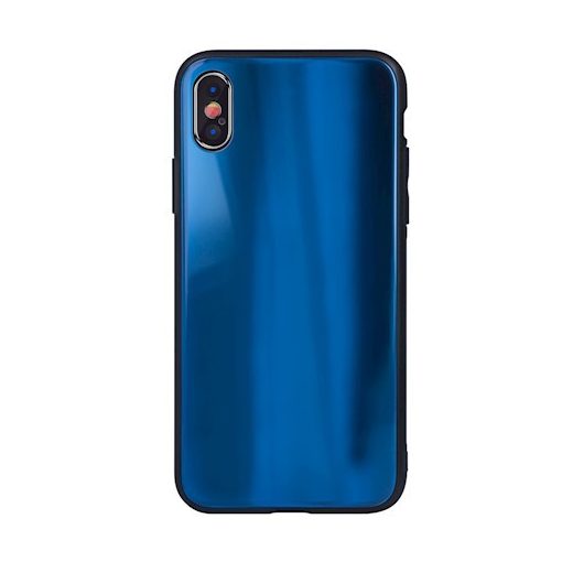 Rainbow szilikon tok üveg hátlappal - Huawei P Smart (2019) / Honor 10 Lite kék