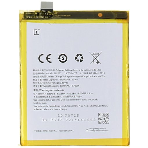 OnePlus BLP637 gyári akkumulátor Li-Polymer 3300mAh (OnePlus 5)