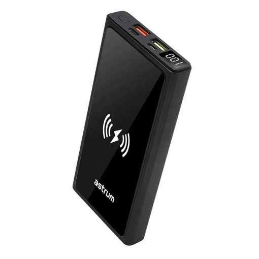 Astrum PB640 10000mAh fekete gyorstöltő PD 3.0, QC 4.0 power bank vezeték nélküli töltéssel, 