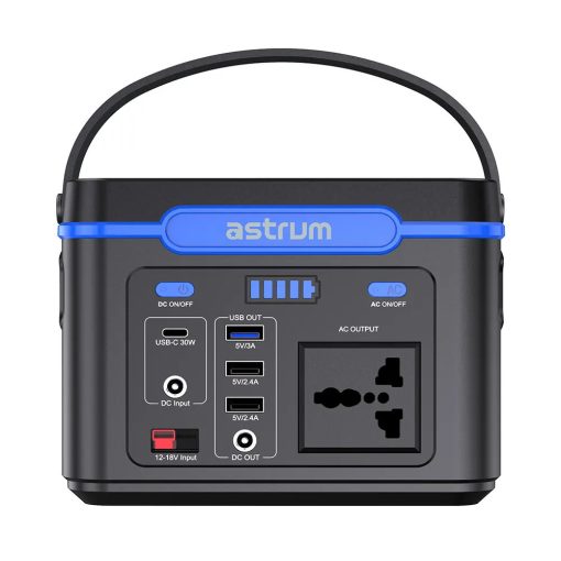 Astrum PS100 24000mAh fekete töltőállomás USB, Type-C, DC, AC220 csatlakozási lehetőségekkel 