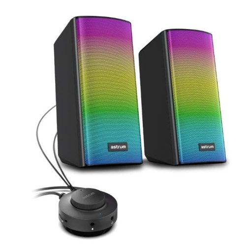 Astrum SU030 2.0 csatornás AUX bemenet/USB/microSD RGB hangszóró USB-s áramellátással, hanger?