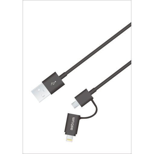 Astrum Apple USB - Lightning (8Pin) iPhone 1,2M adatkábel micro usb átalakítóval MFI engedéllye