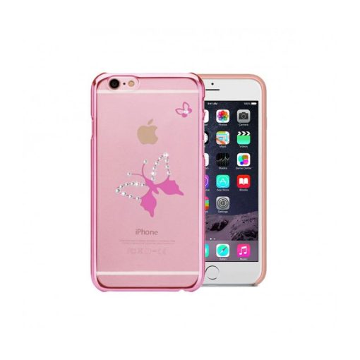 Astrum MC290 keretes pillangó mintás, Swarovski köves Apple iPhone 6/6S hátlapvédő pink