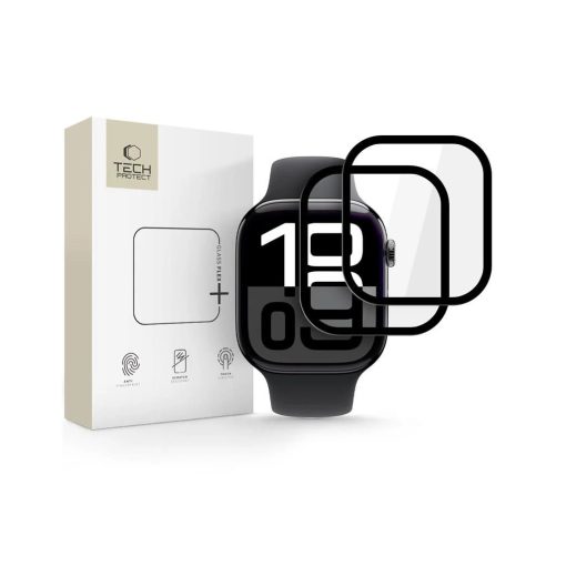 Tech-Protect Hibrid üveg kijelzővédő Glass Flex+ 2-PACK Apple Watch S10 / S11 46mm készülékhez fekete