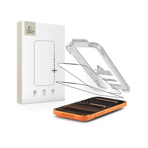 Tech-Protect Quick Set+ hőkeményített üveg 2 db iPhone 17 Pro Max készülékhez fekete