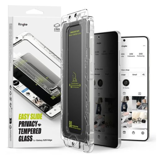 Edzett üveg kijelzővédő Ringke Easy Slide 2-PACK GALAXY S25 EDGE készülékhez Privacy