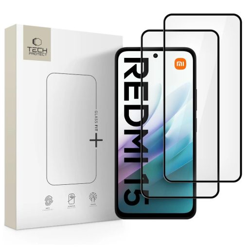 TECH-PROTECT GLASS FIT+ 2-PACK üvegfólia XIAOMI REDMI 15 4G/5G készülékhez fekete