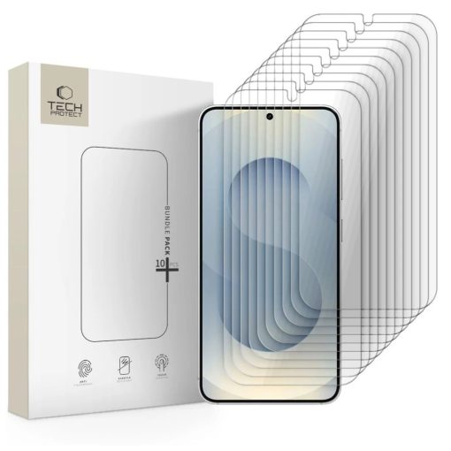 Edzett üveg kijelzővédő Tech-Protect Bundle 10-PACK Galaxy S24 / S25 készülékhez, átlátszó