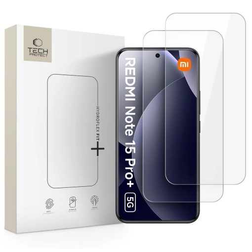Hydrogel kijelzővédő TECH-PROTECT HYDROFLEX FIT+ 2-PACK XIAOMI REDMI NOTE 15 PRO+ PLUS 5G készülékhez átlátszó