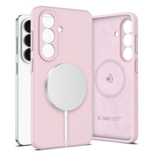 TECH-PROTECT MagSafe szilikon tok Samsung Galaxy S26+ Plus készülékhez rózsaszín gyöngyház
