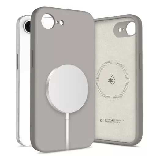 TECH-PROTECT MagSafe szilikon tok iPhone 16E/17E készülékhez kőszürke