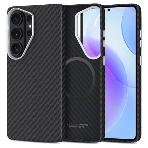 TECH-PROTECT ION CARBON MagSafe tok Samsung Galaxy S26 Ultra készülékhez fekete/ezüst