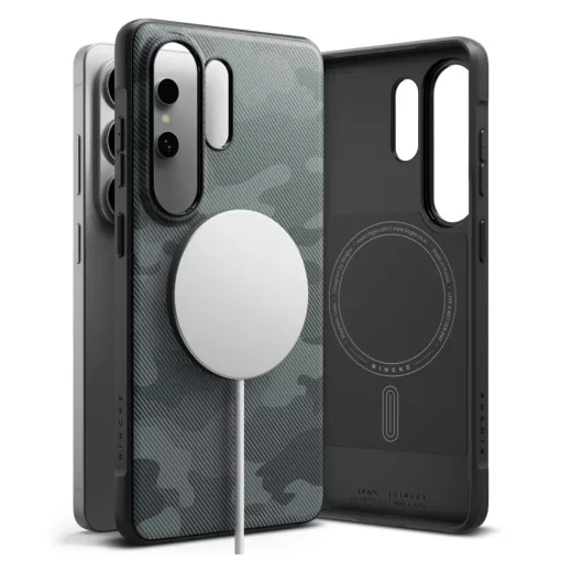 Ringke Onyx mágneses MagSafe tok Samsung Galaxy S26 Ultra készülékhez fekete terepmintás