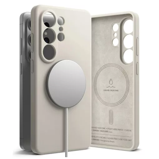 RINGKE szilikon mágneses MagSafe tok Galaxy S26 Ultra készülékhez kőszürke