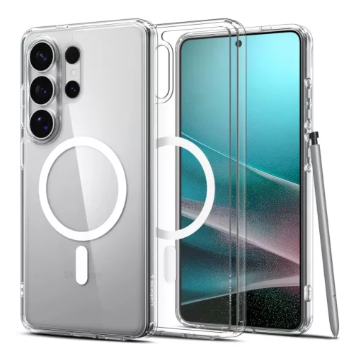 SPIGEN Ultra Hybrid Mag MagSafe tok Samsung Galaxy S26 Ultra készülékhez, átlátszó/fehér