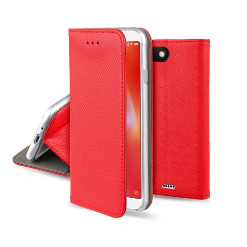 Smart magnet Xiaomi 13 oldalra nyíló mágneses könyv tok szilikon belsővel piros