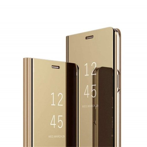 Clear View Samsung A205, A305 Galaxy A20 / A30 (2019) arany oldalra nyíló tükrös tok