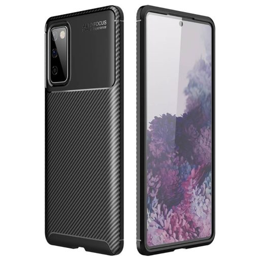 Apple iPhone 12 Pro Max 2020 (6.7) Carbon Fiber ütésálló szilikon tok fekete