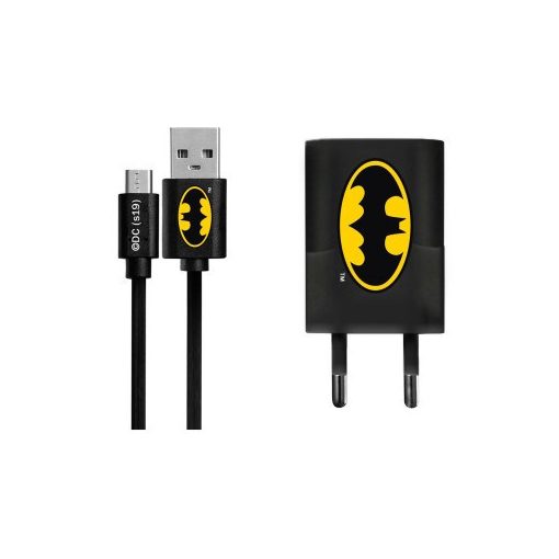 USB kábel DC - Batman 001 USB - MicroUSB adatkábel hálózati töltővel 1m fekete 1A