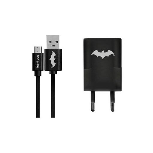 USB kábel DC - Batman 002 USB - MicroUSB adatkábel hálózati töltővel 1m fekete 1A