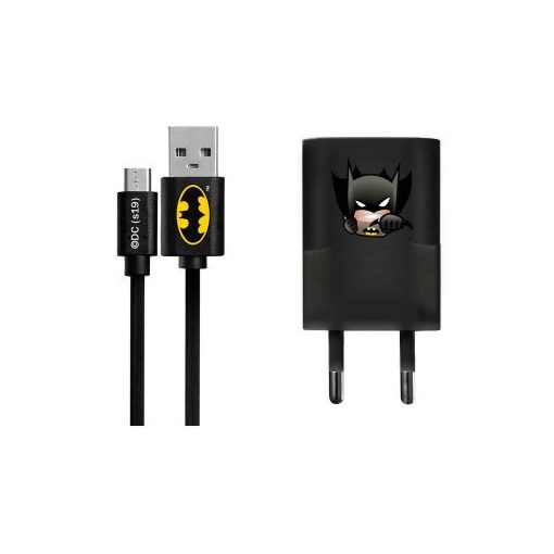 USB kábel DC - Batman 003 USB - MicroUSB adatkábel hálózati töltővel 1m fekete 1A