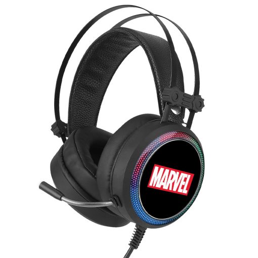 Marvel fejhallgató - Marvel 001 USB-s gamer fejhallgató RGB színes LED világítással, állítha