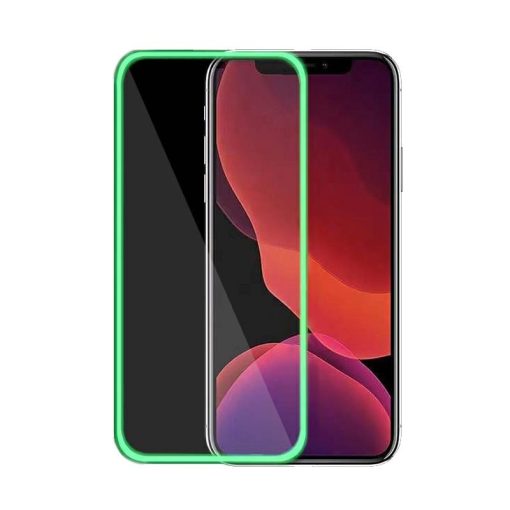 Fluoreszkáló Apple iPhone 11 Pro Max (6.5) 2019 előlapi üvegfólia zöld