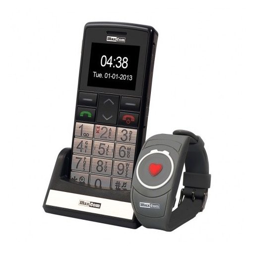 Maxcom MM715BB kártyafüggetlen idősgondozó mobiltelefon SOS karpereccel, extra nagy gombokkal (m
