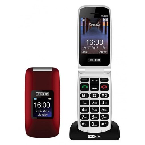 Maxcom MM824 kártyafüggetlen mobiltelefon, extra nagy gombokkal, vészhívóval piros (magyar nyel