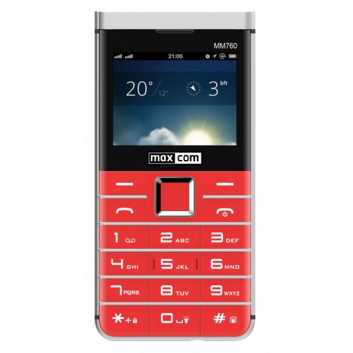 Maxcom MM760 dual sim-es kártyafüggetlen mobiltelefon bluetooth-os, fm rádiós piros (magyar nyel