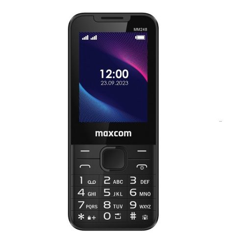 Maxcom MM248 4G mobiltelefon, dual sim-es kártyafüggetlen, bluetooth-os, fm rádiós fekete (magya