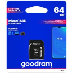   Goodram microSDHC 64GB Class 10 memóriakártya SD adapterrel Artisjus matricával - M1AA-0640R12