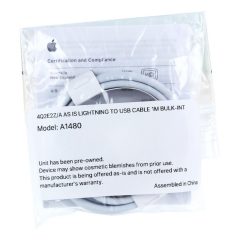   Apple A1480 USB - Lightning (8Pin) gyári adatkábel 1 méter (MD818ZM/A) tanúsítvánnyal