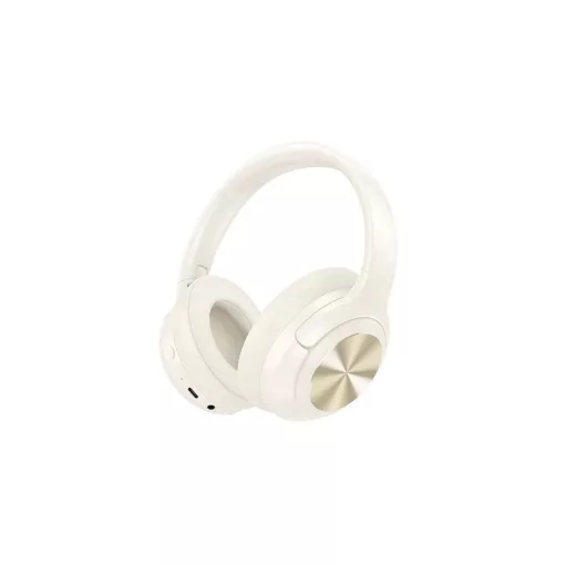 Hoco W54 bluetooth fejhallgató SZTEREO (v5.4, aktív zajszűrő, 3.5mm jack aljzat) KRÉM (W54_W)