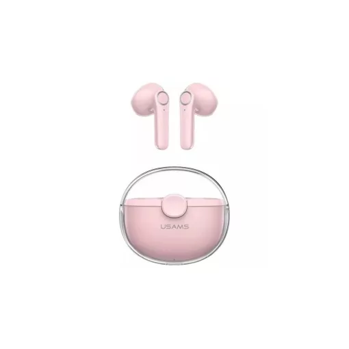Usams BU04 bluetooth fülhallgató SZTEREO (v5.1, TWS, mikrofon, zajszűrő + töltőtok) RÓZSASZÍN (BHUBU04)