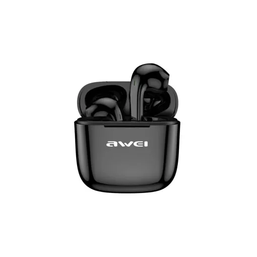 Awei T26 bluetooth fülhallgató SZTEREO (v5.0, TWS, mikrofon, aktív zajszűrő, vízálló + töltőtok) FEKETE (T26_B)